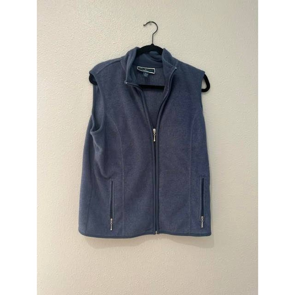 Karen Scott Sport Blue Fleece Full Zip Vest Mock Neck Womens Medium
